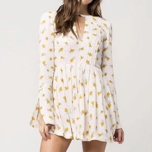 Free People Teagan Ivory/White and Yellow Mini Dress - 8 US